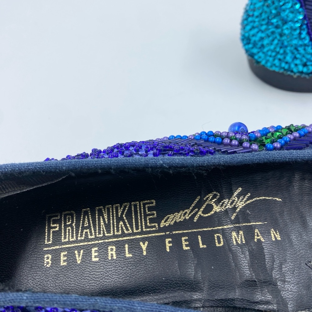 Vintage Frankie & Baby Beverly Feldman Sequin Beaded Flats Art Deco 7 Blue - Picture 4 of 6
